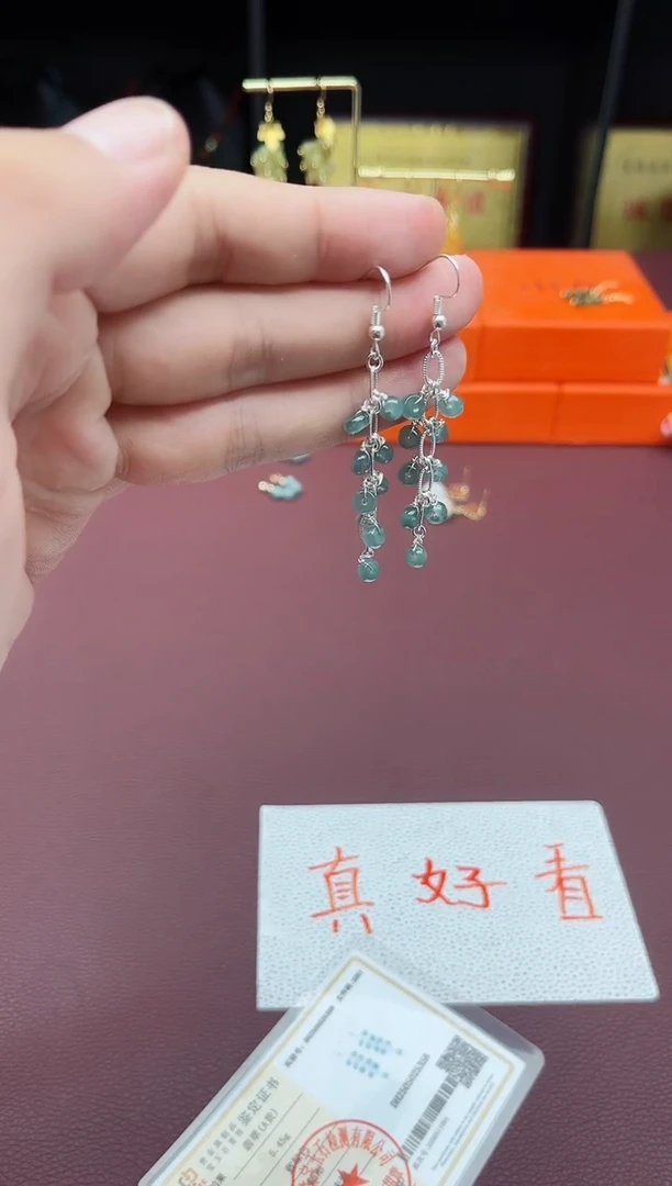 翡翠银S925镶嵌耳饰911000