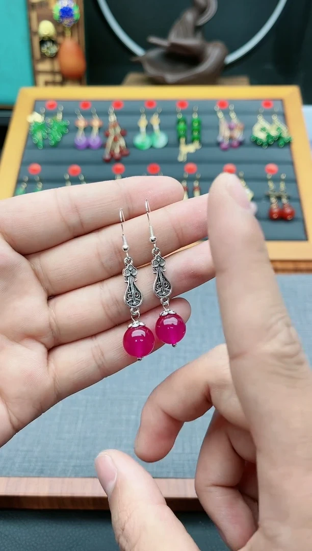 【闪购商品】玛瑙/玉髓耳钉银S925镶嵌205000