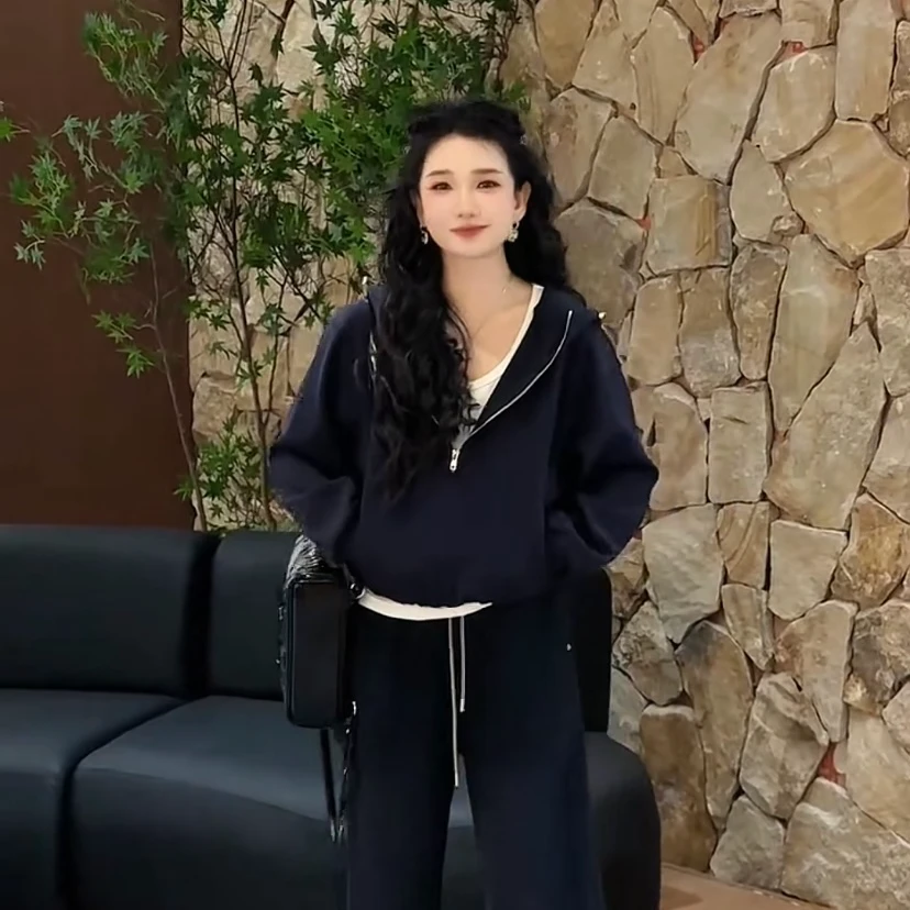 2025新款秋冬韩系运动风休闲立领长袖宽松卫衣女百搭时尚