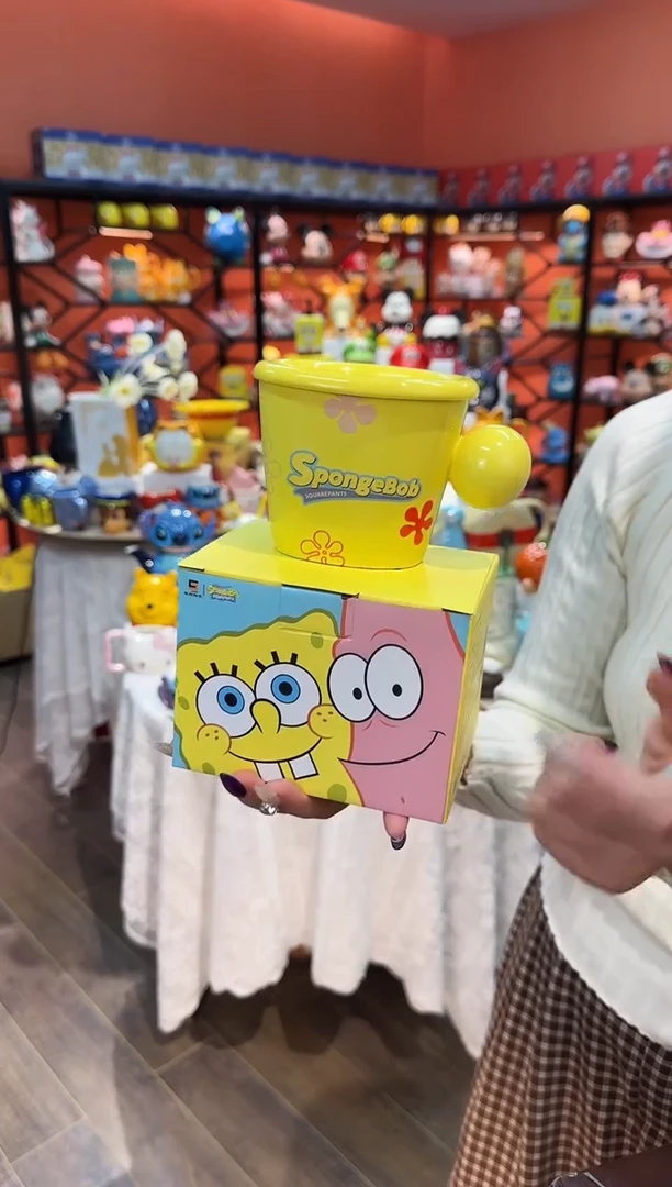 瓷片@@海绵宝宝陶瓷早餐杯带盖碟