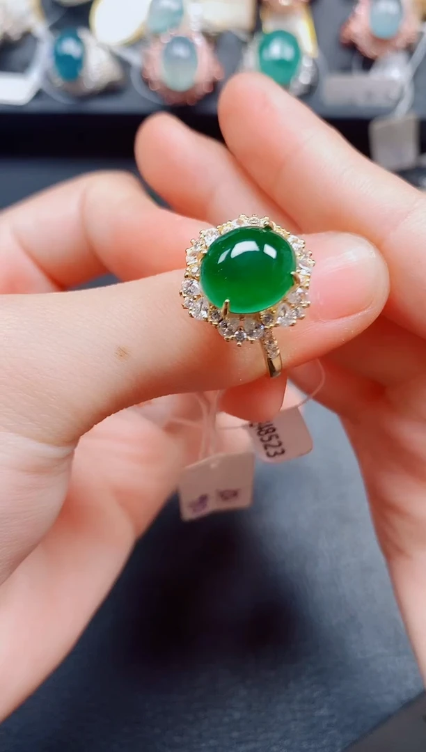 翡翠戒指银S925镶嵌翡翠