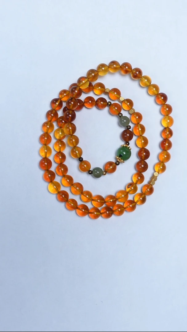 手链琥珀未镶嵌缅珀圆珠多圈