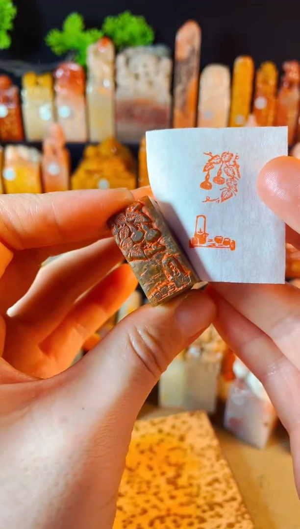 【闪购商品】浙江红石印石手工篆刻《禅茶一味》1.5x3