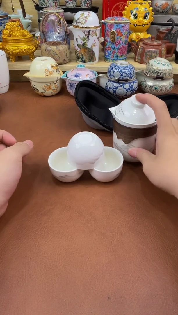 陶瓷茶具摆件旅行套组