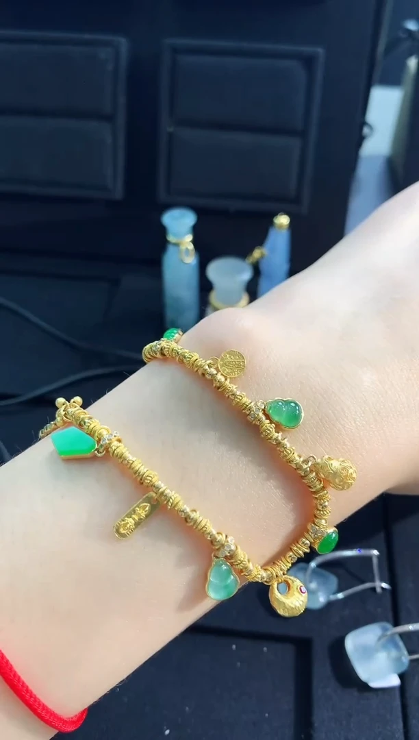 【闪购商品】翡翠手链18K金镶嵌手链