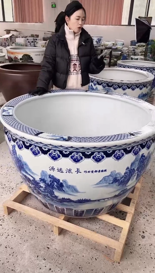 【闪购商品】缸80直径青花山水一对.......