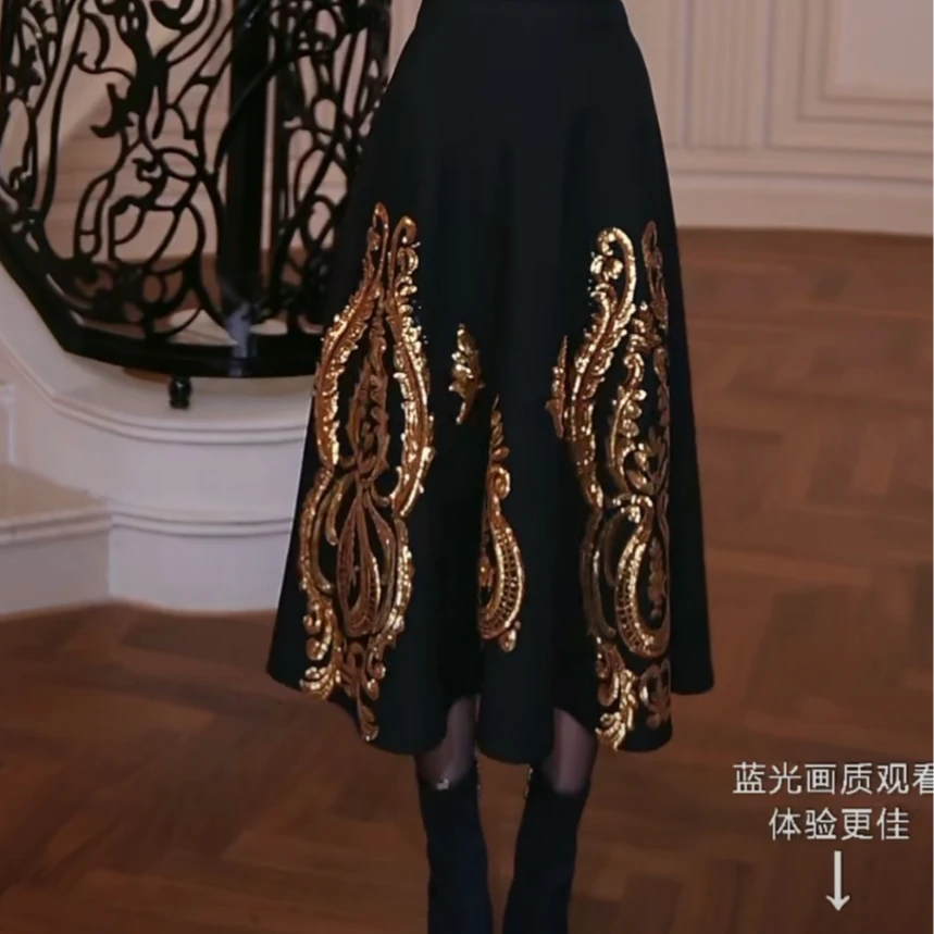 【芙娜妮】2025秋冬保暖显瘦遮肉通勤女装套装高腰裙子F2531314B