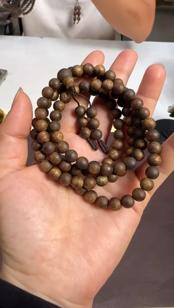 手串沉香99沉海南绿棋白露正圆珠7mm108颗18g+多样性发1