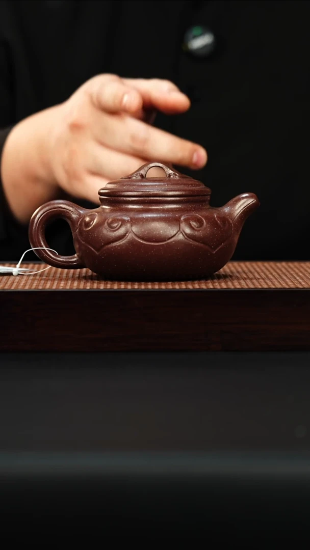 茶壶紫砂宜兴紫砂 仿古如意 紫玉金砂 柳用江h489