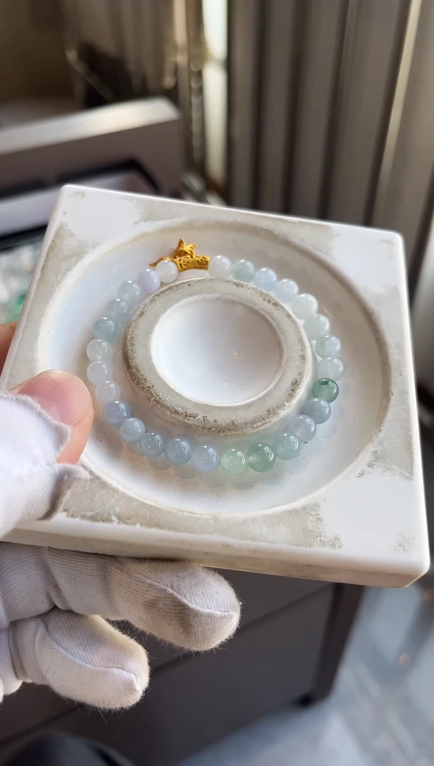 散珠翡翠翡翠手串 有瑕疵