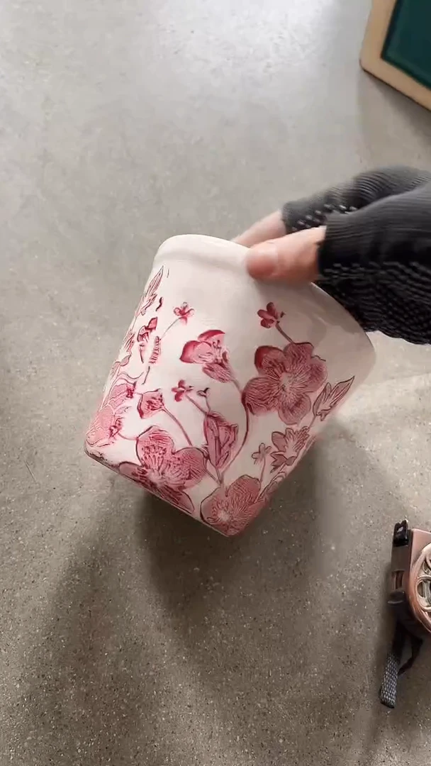 【闪购商品】陶瓷有孔花盆高10.5cm内口10.5cm