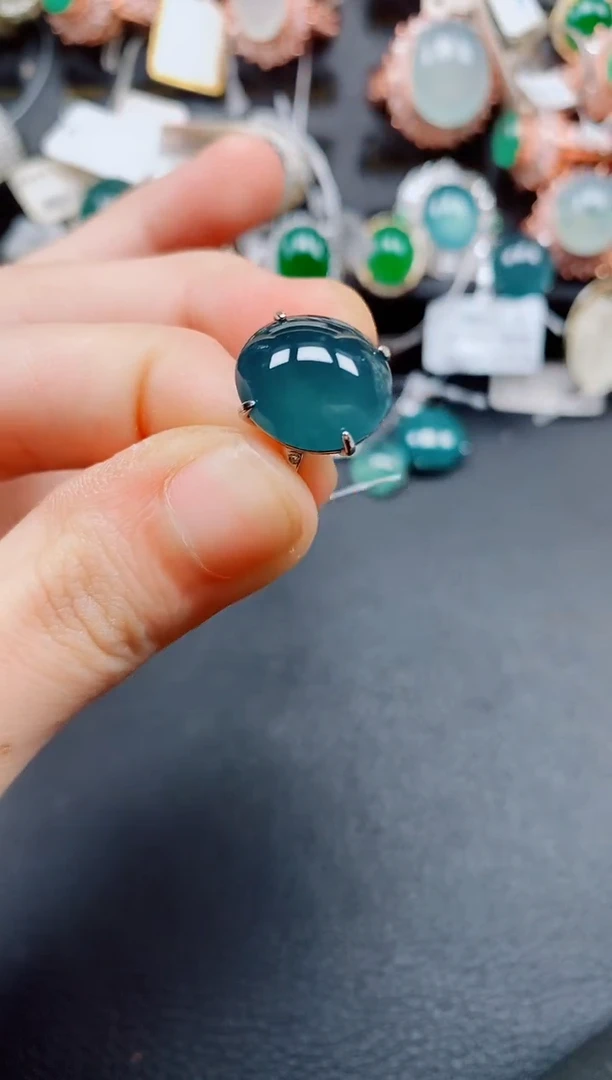 银S925镶嵌戒指翡翠翡翠