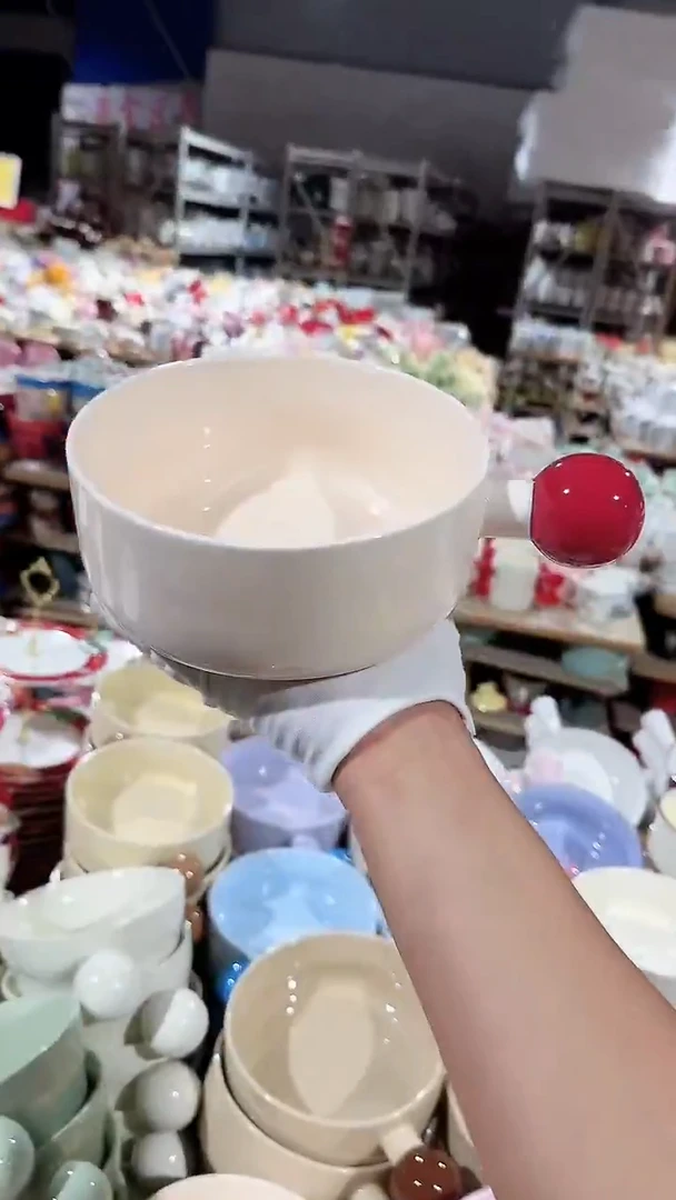 陶瓷球球手柄碗微瑕 凑满20元包邮