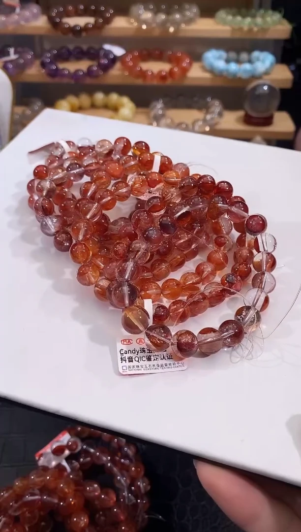 水晶手链未镶嵌红胶花手链9MM多样性发一