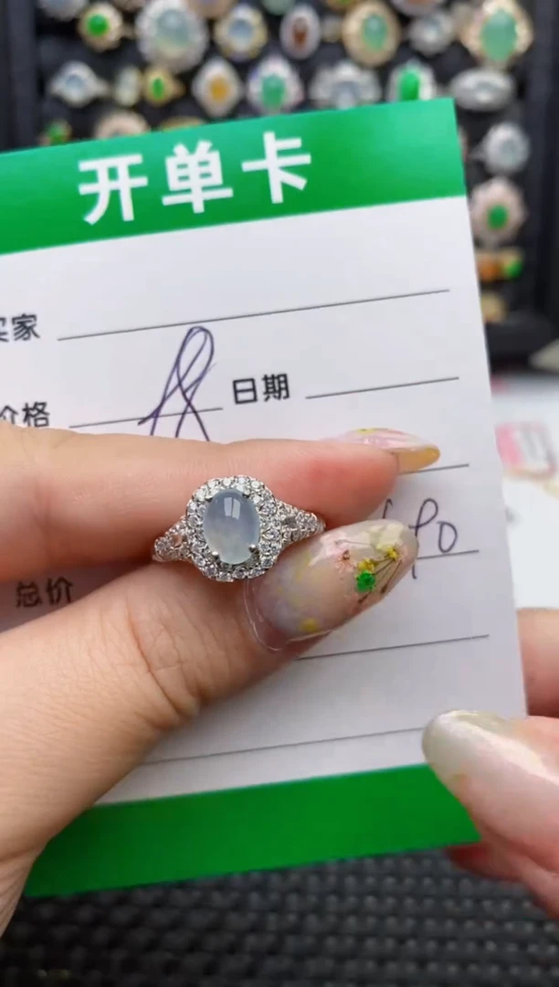 翡翠戒指银S925镶嵌2690