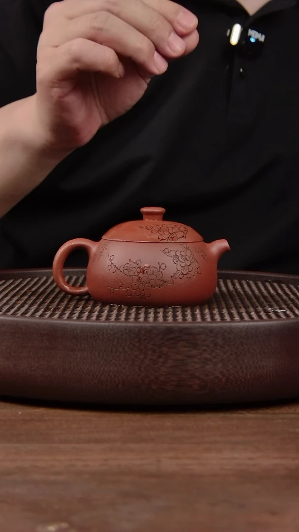 茶壶紫砂红清水飞鸿延年！！刻绘 梅花170CC