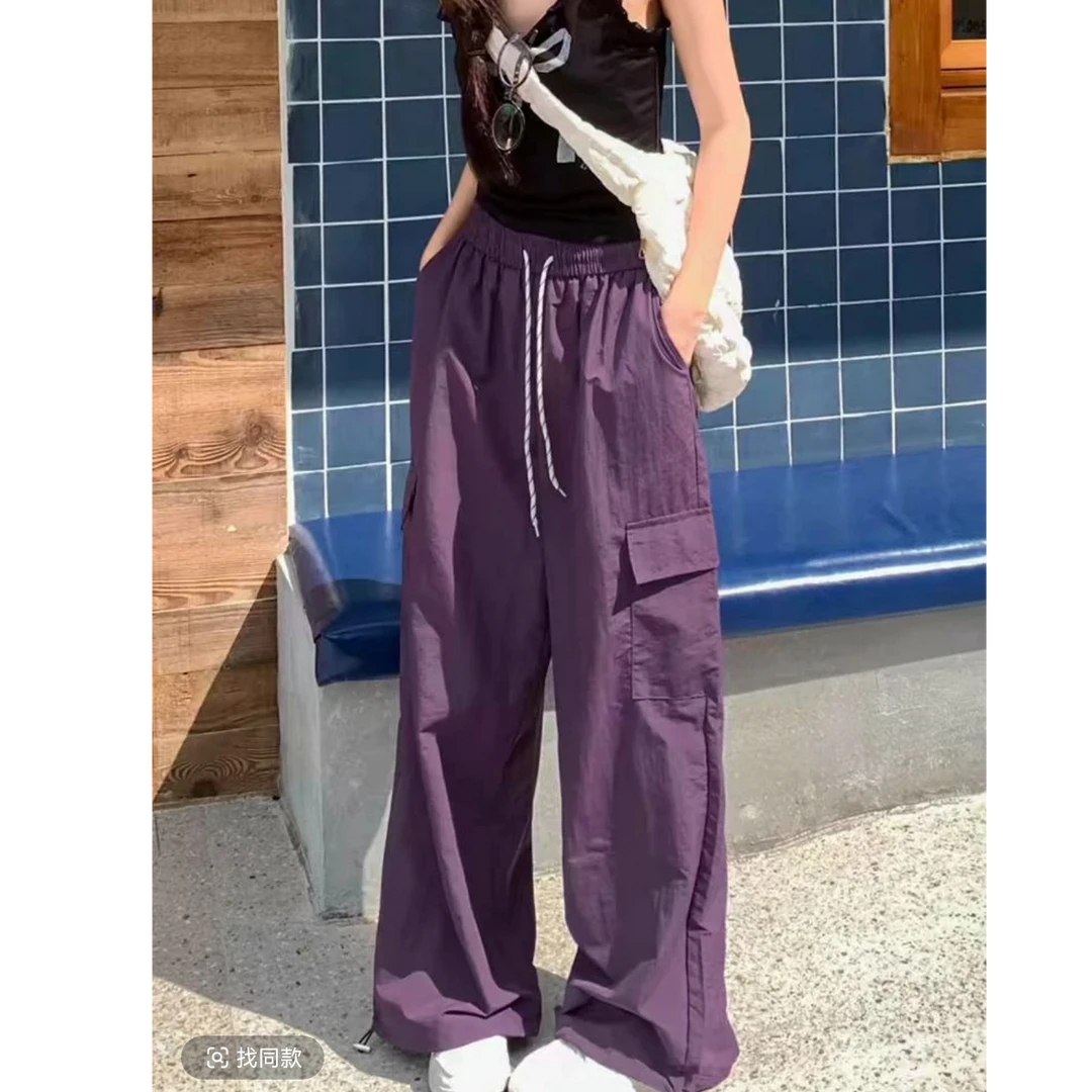 早拍早发+运险】新款高级酷帅风美式运动速干设计感工装阔腿裤001