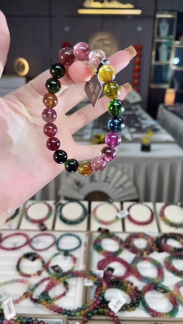 未镶嵌老矿碧玺彩单圈手串10mm+碧玺dan多样性发货一条