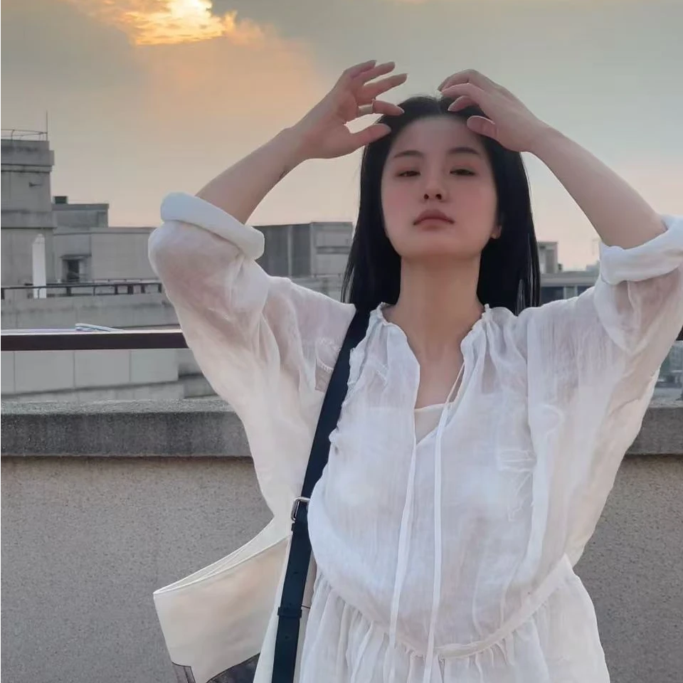 ZHAKA/法式亚麻手工刺绣两件套连衣裙zk1060