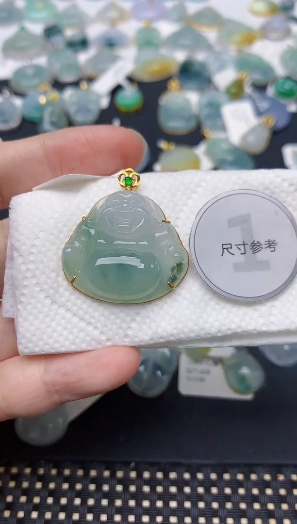 颈饰18K金镶嵌翡翠天然缅甸A货翡翠
