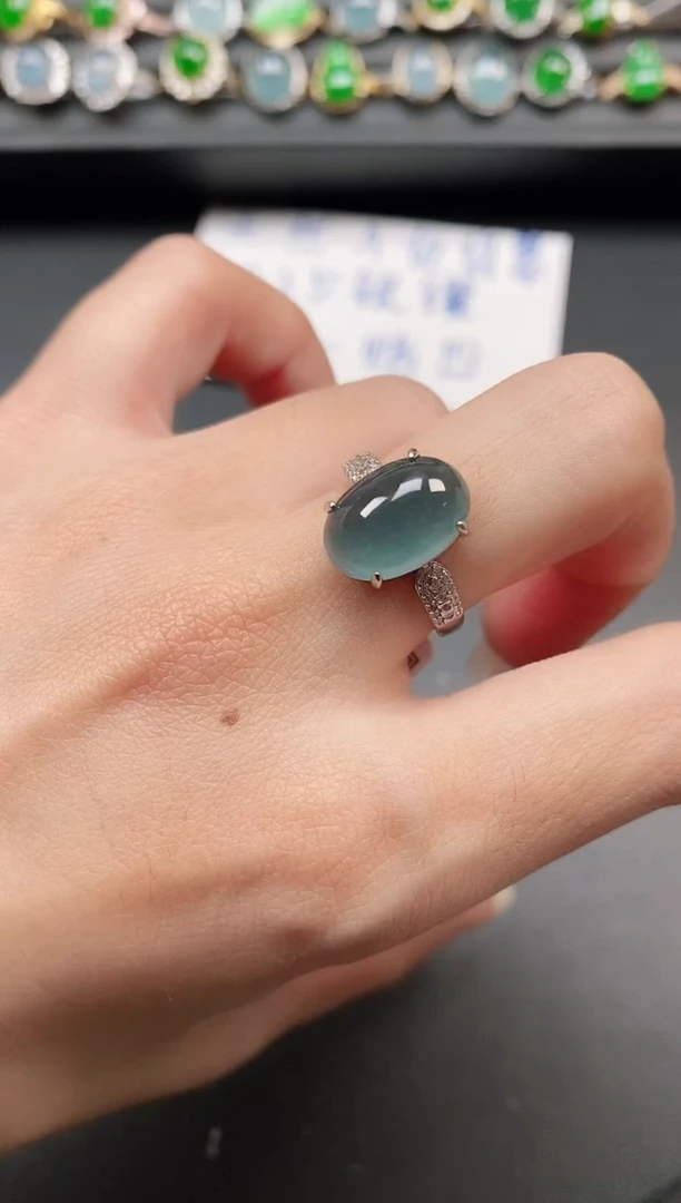 银S925镶嵌戒指翡翠11