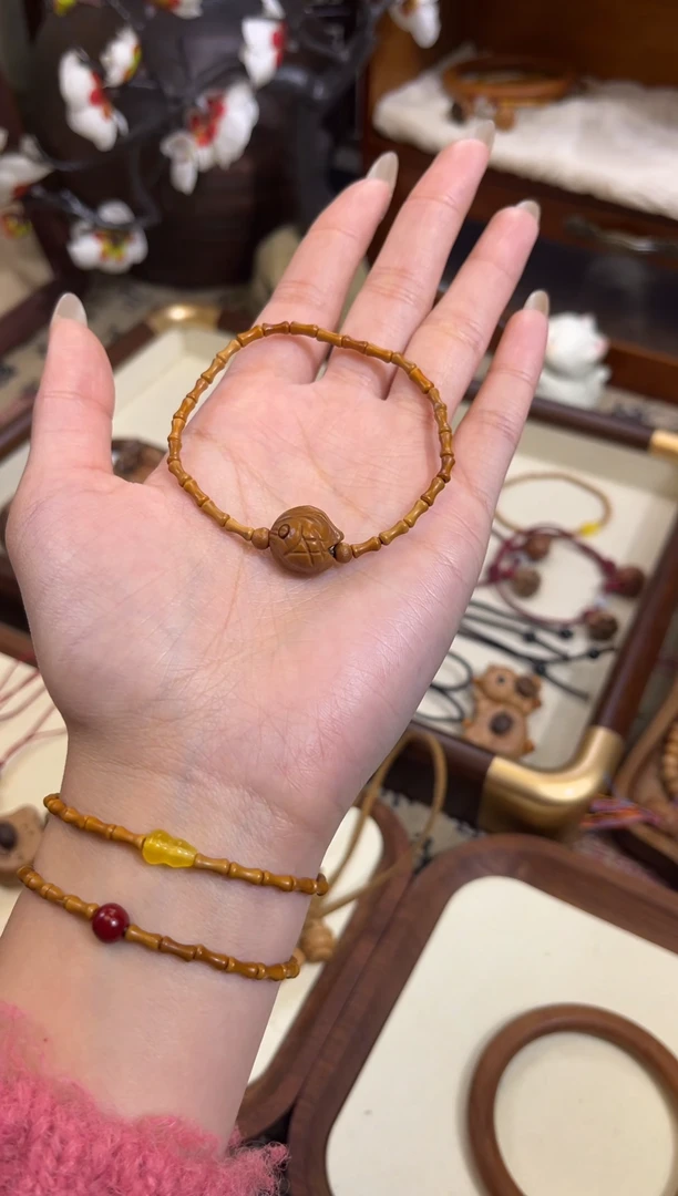 手串桃核【桃缘序】竹节「锦鲤」桃木桃核辟、挡、驱、护 备注手围