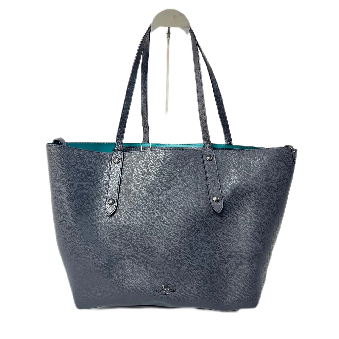 95新 COACH/蔻驰 藏蓝色全皮单肩手提托特包 AF-10034-D