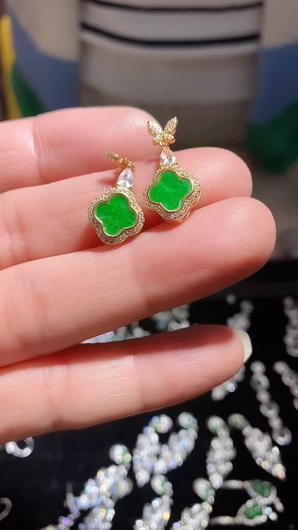 【闪购商品】翡翠耳饰银S925镶嵌多样性发其一【48】