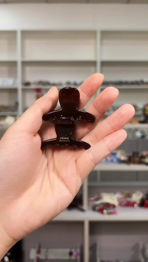 醋酸非金属韩国醋酸品牌发饰4.5cm迷你刘海小抓夹半扎一对深棕色