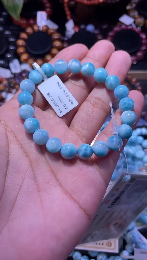 针钠钙石（海纹石）未镶嵌手链9mm海纹石手链单圈