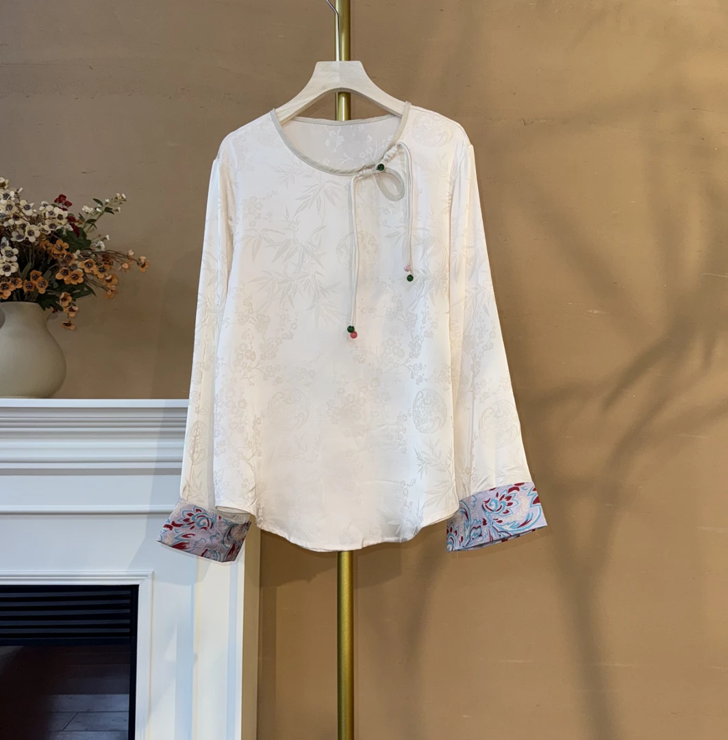 [尺素]Q265春季新款显瘦宽松简约长袖时尚休闲百搭打底衫