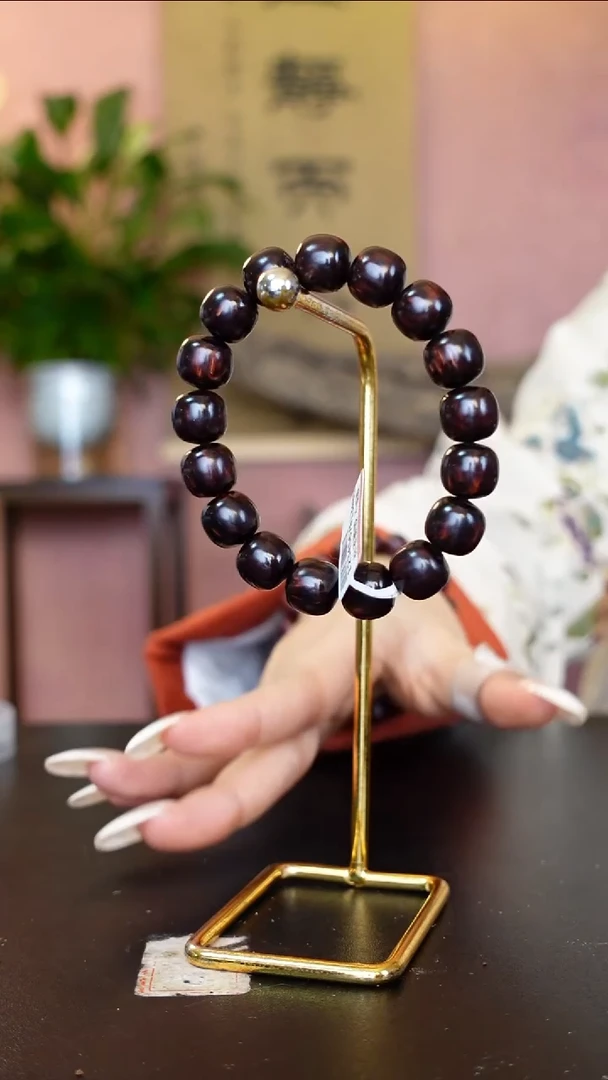 降真香手串/手链海南红降花梨公1213高货黑金玉化料单圈26克+