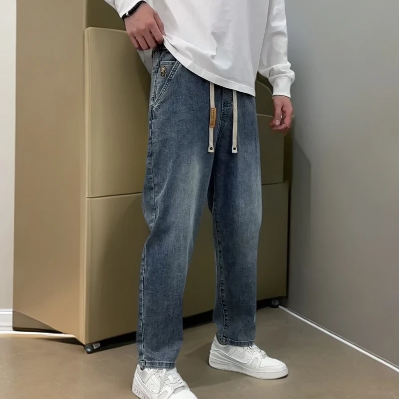 1892-1松紧腰软牛仔裤子