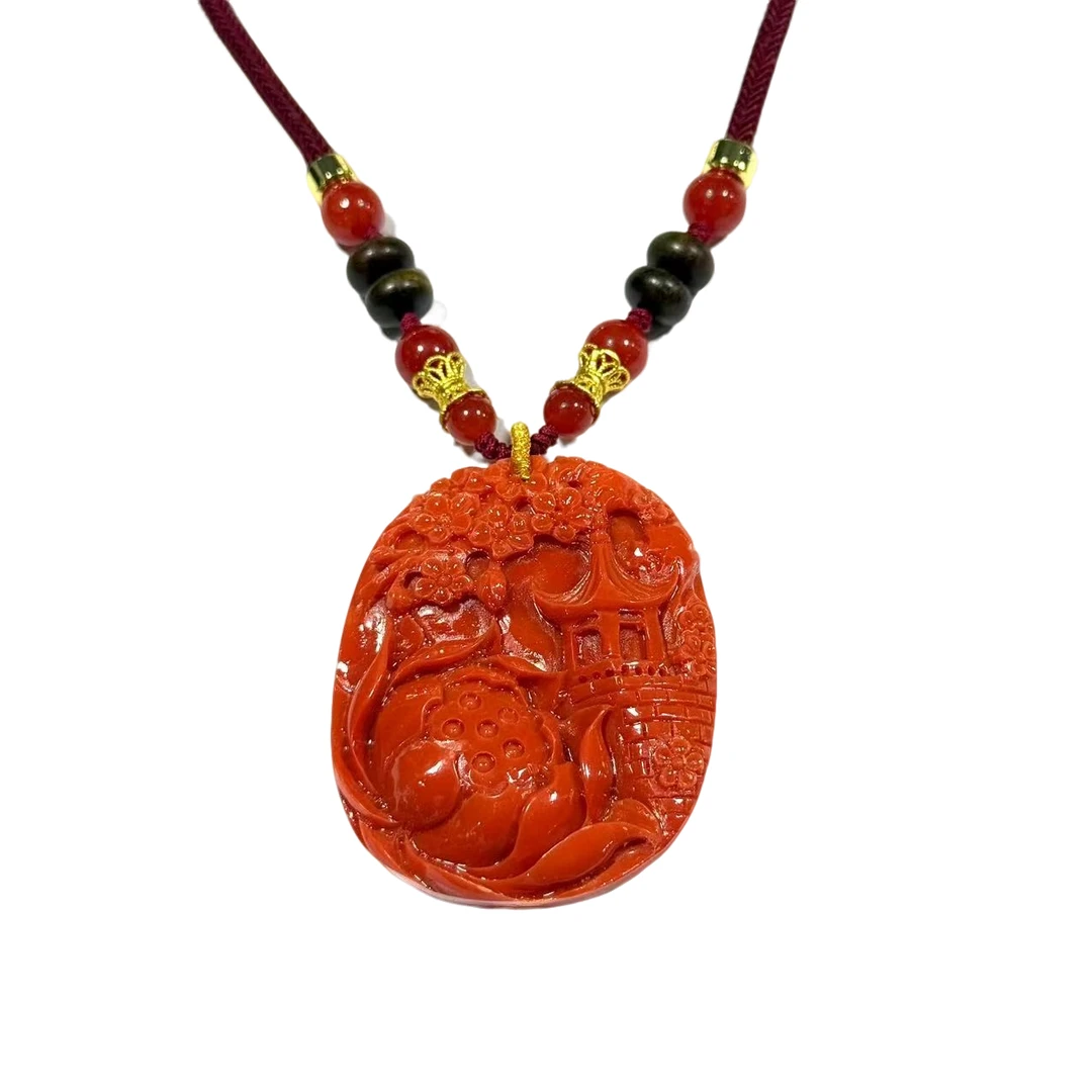 【符老板】x752-国风气质设计款三姑娘莲花山水牌毛衣链-赠礼盒