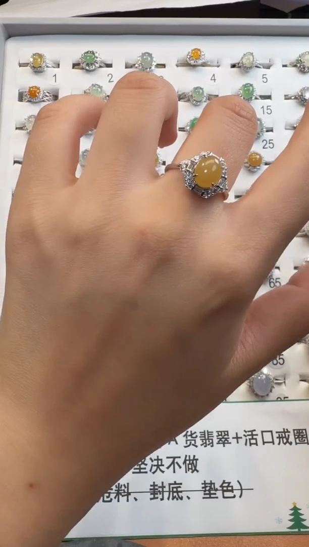 银S925镶嵌戒指翡翠925银镶翡翠戒指镶嵌11