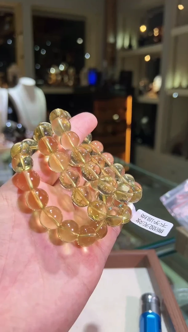 水晶手链未镶嵌13mm+利比亚星光黄水（多样性发一）