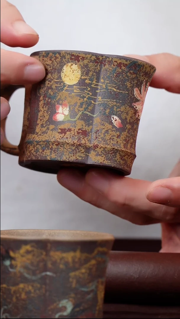 茶杯紫砂海棠佛手把杯