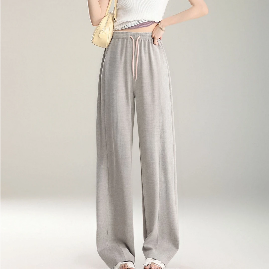 【锦衣服饰】YQ 8862韩系抽绳松紧腰弯刀裤