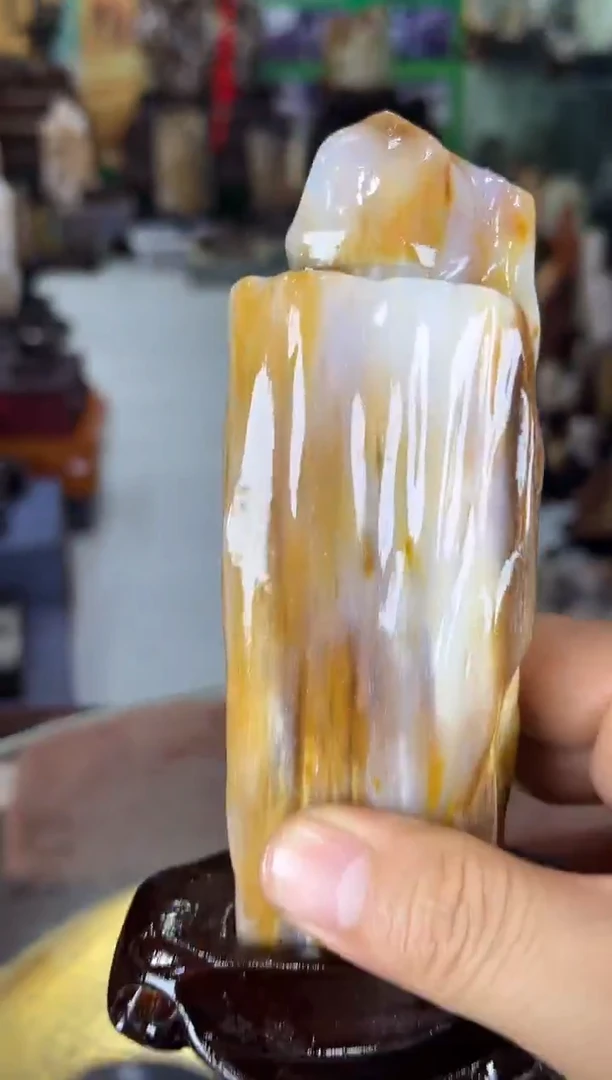 缅甸天然树化玉摆件