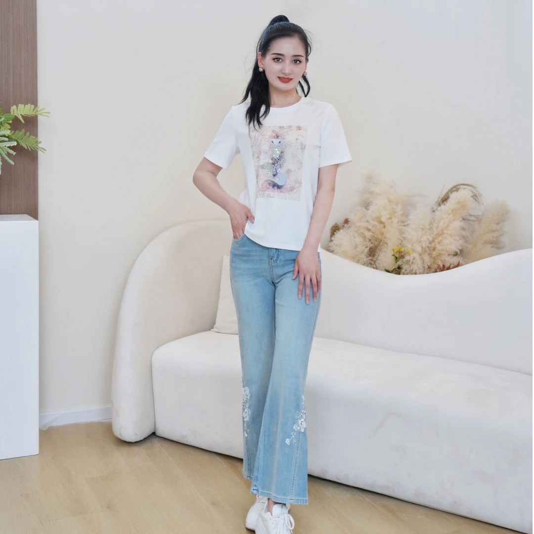 Pink Mary/粉红玛琍25新款夏季百搭牛仔裤PMDOS2008