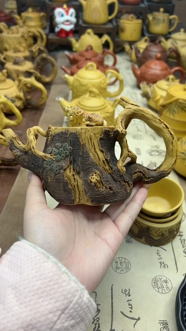 【闪购商品】紫砂茶壶仿木松桩老虎壶