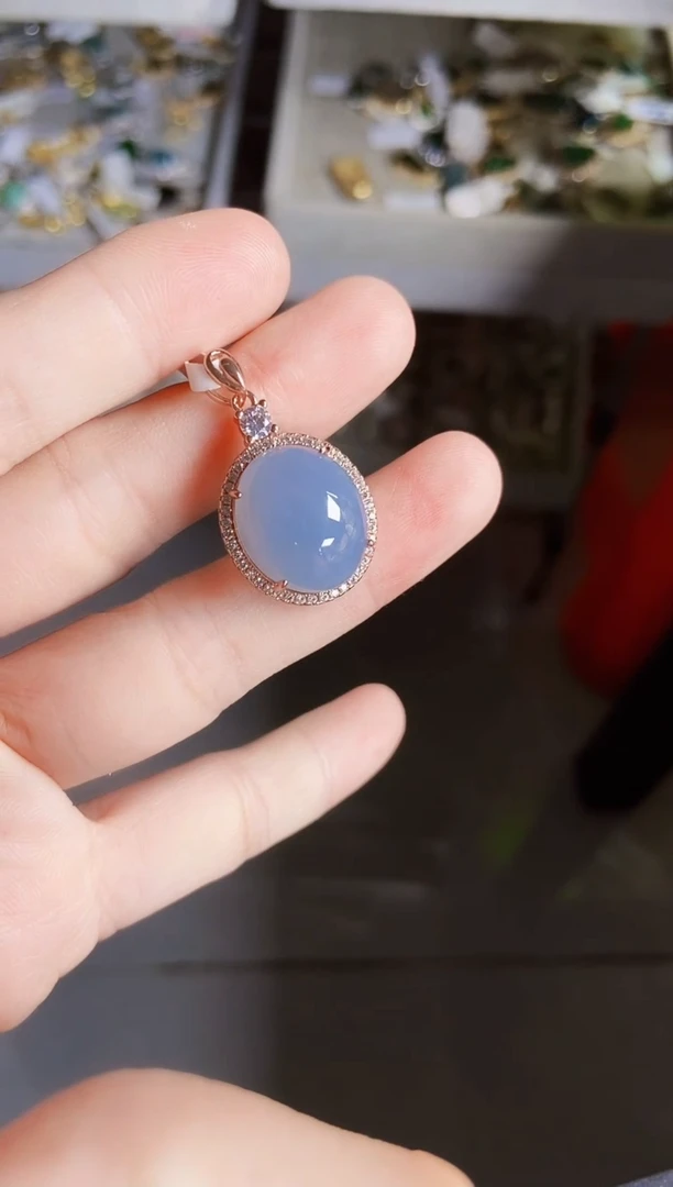 翡翠银S925镶嵌颈饰45689