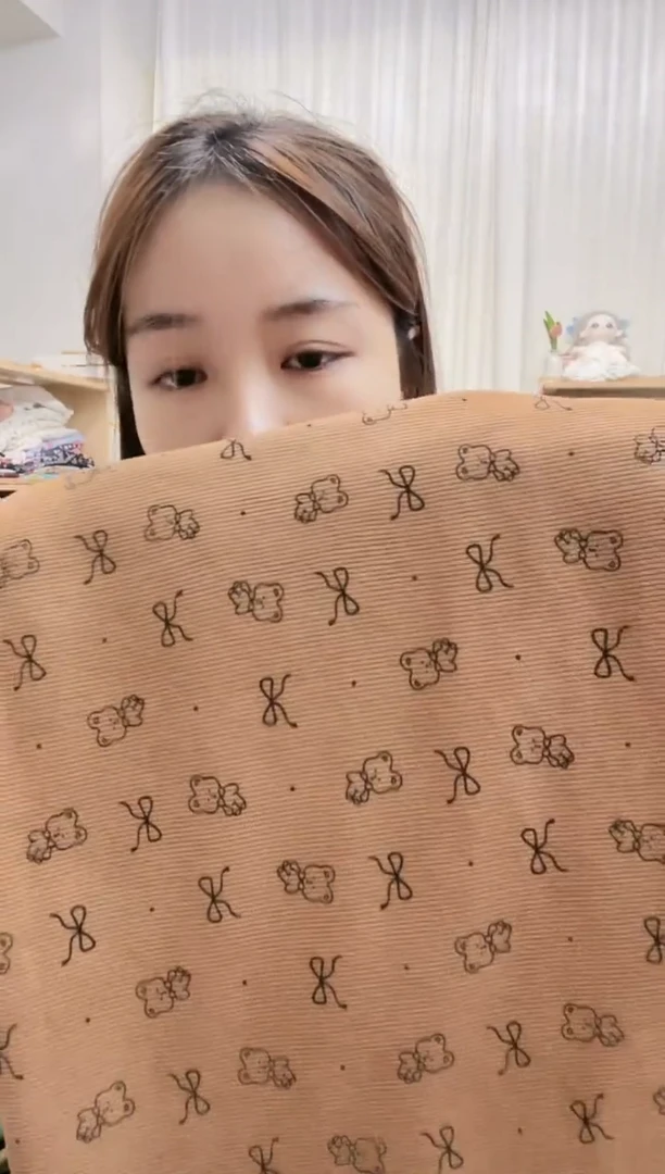 化纤1米蝴蝶结小熊 棕色涤纶灯芯绒