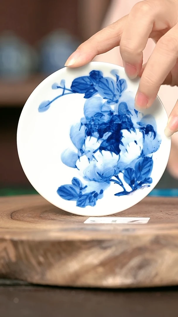 聚**常手绘手绘高温现代瓷  气  牡丹花 杯垫9.5cm
