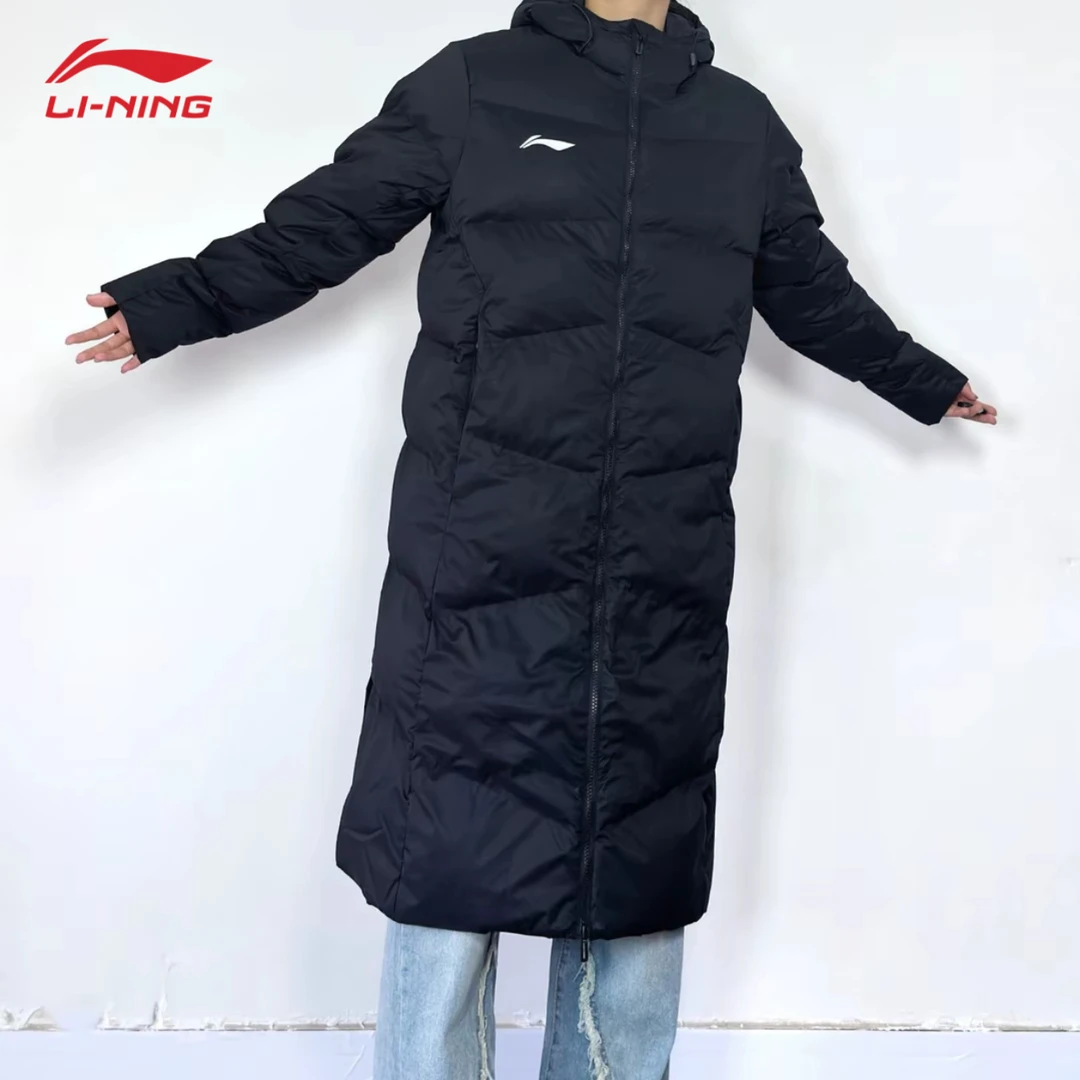 李宁长款棉服男款2025冬季新品加厚长款保暖防风连帽大衣过膝棉袄