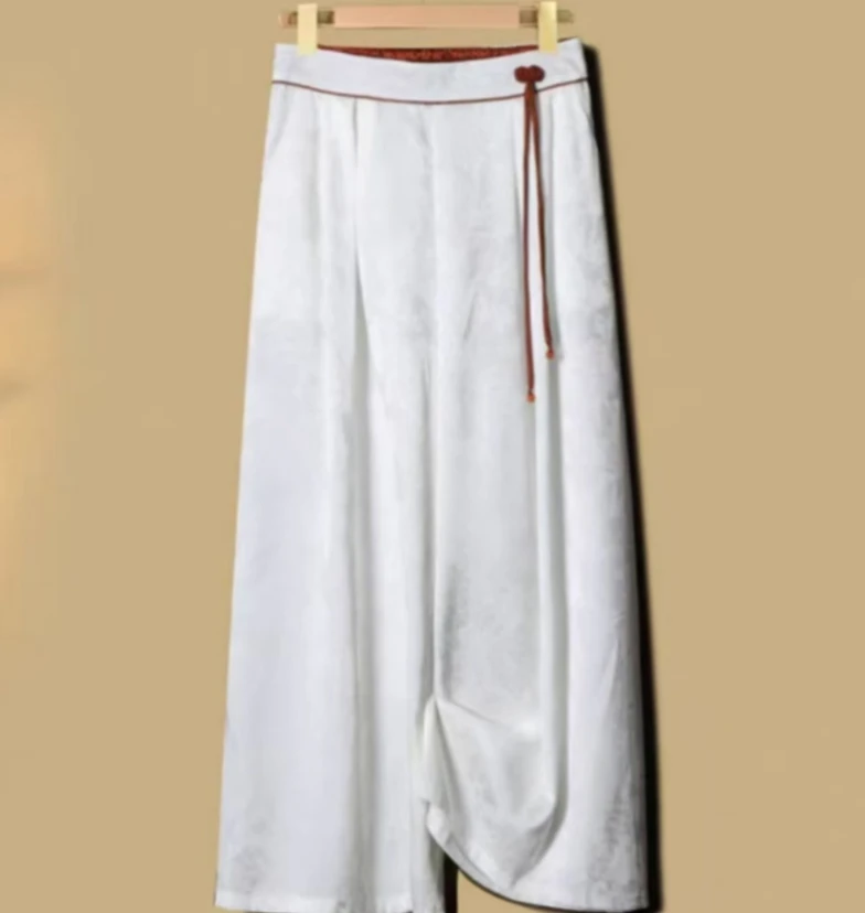 新中式2025春夏款提花工艺设计师高端款金标女裤