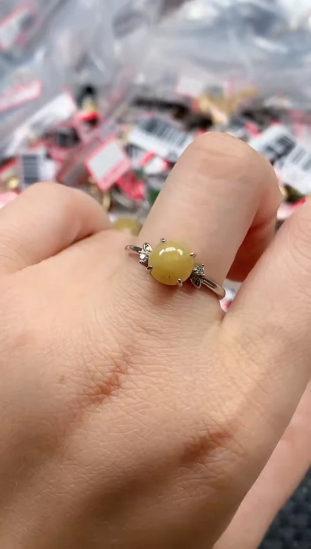 银S925镶嵌戒指翡翠天然A货缅甸翡翠