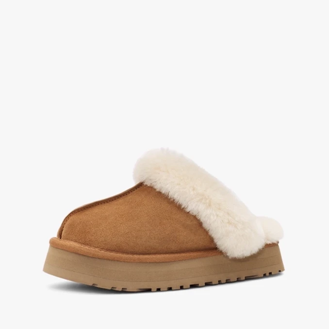 【3cm厚底星拖】懒人拖毛毛鞋牛皮毛一体秋冬桑坡雪地靴