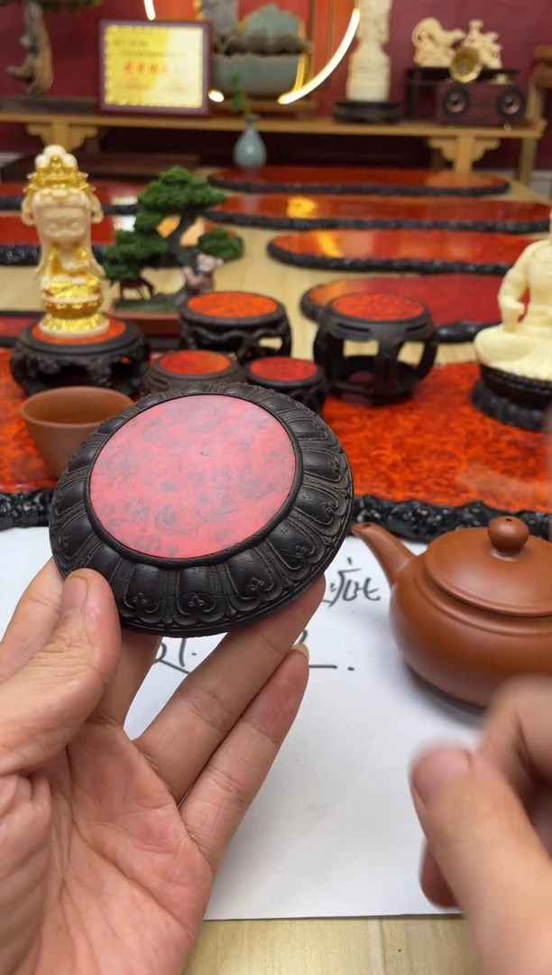 东非黑黄檀（紫光檀）（微瑕）9公分莲花壶承