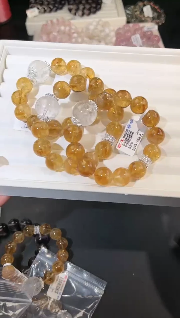 水晶手链合金多样性发一财富如水14mm
